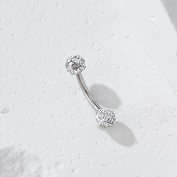 Jewelry - 16g 1pc Stainless Steel Rhinestone Eyebrow /Lip Ring NWT